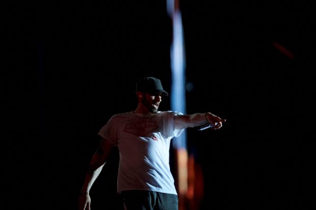 Eminem performs on the third day of the Firefly Music Festival in Dover, Delaware, U.S., June 17, 2018. REUTERS/Mark Makela/File Photo