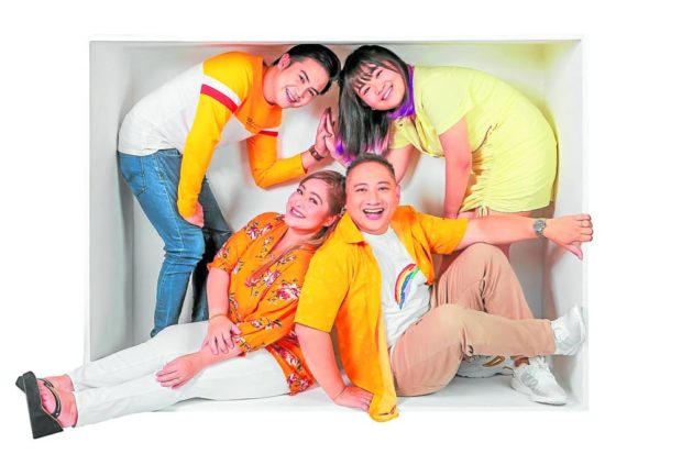 Michael V (seated, right) with Manilyn Reynes, Jake Vargas (standing, left) and  Angel Satsumi