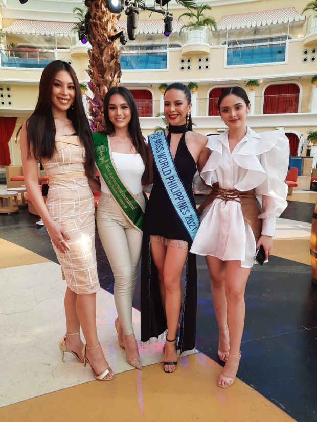 Miss World Philippines Tracy Maureen Perez (second from right) savors the last days of her reign with fellow 2021 queens (from left) Miss Supranational Philippines Dindi Pajares, Miss Environment Philippines Michelle Arceo, and Second Princess Janelle Lewis