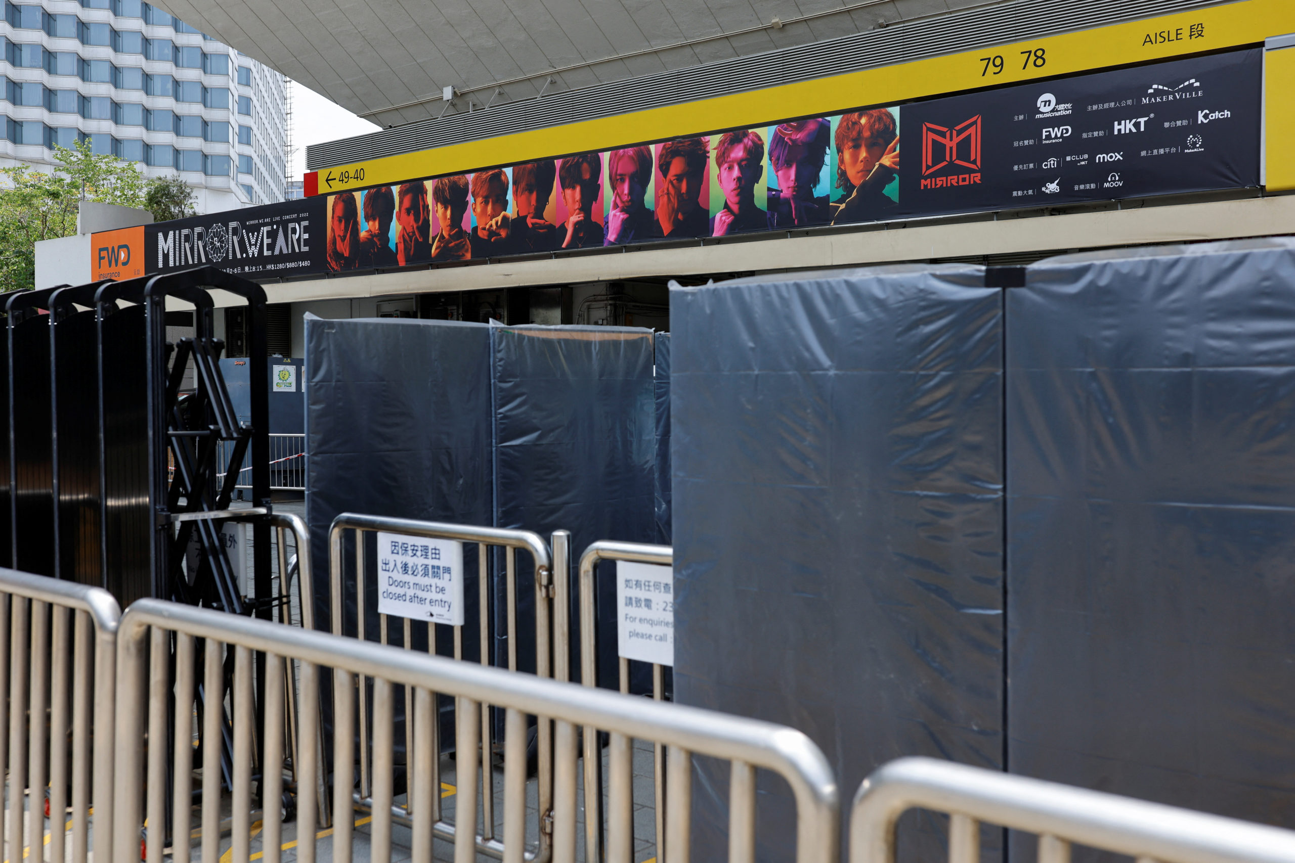 At a pop concert in Hong Kong, a big video panel fell onto a stage injuring at least two dancers