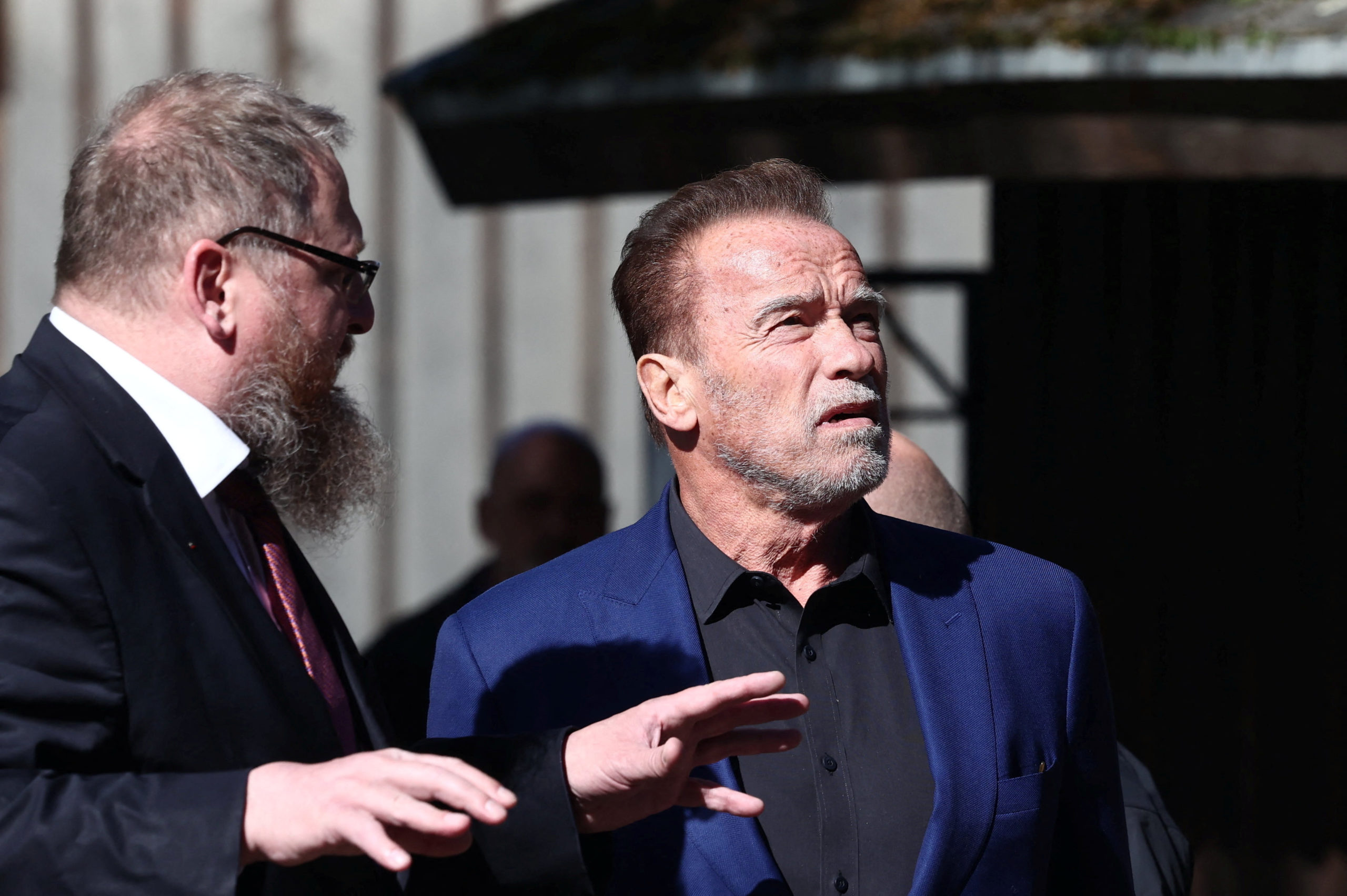 Actor and former California Governor Arnold Schwarzenegger visits former Nazi German concentration camp Auschwitz-Birkenau, near Oswiecim, Poland September 28, 2022. Jakub Porzycki/Agencja Gazeta via REUTERS
