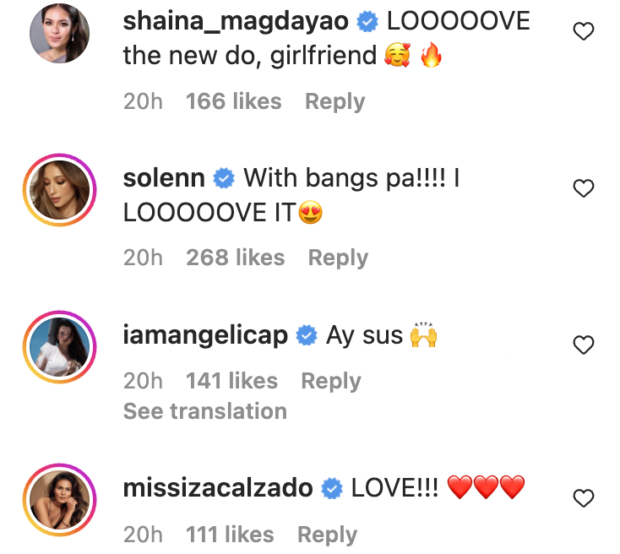 Shaina, Solenn, Angelia, Iza comments