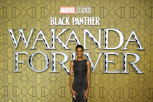 FILE PHOTO: Cast member Letitia Wright attends the premiere of "Black Panther: Wakanda Forever" in London, Britain November 3, 2022. REUTERS/Toby Melville/File Photo