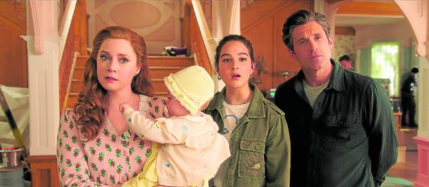 Amy Adams (left) with Gabriella Baldacchino and Patrick Dempsey in “Disenchanted”