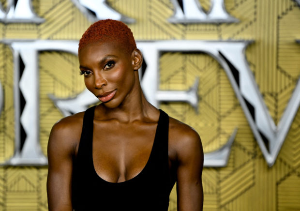 Cast member Michaela Coel attends the premiere of "Black Panther: Wakanda Forever", in London, Britain November 3, 2022. REUTERS/Toby Melville