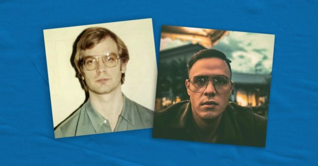 Martin del Rosario with a photo of the real Jeffrey Dahmer