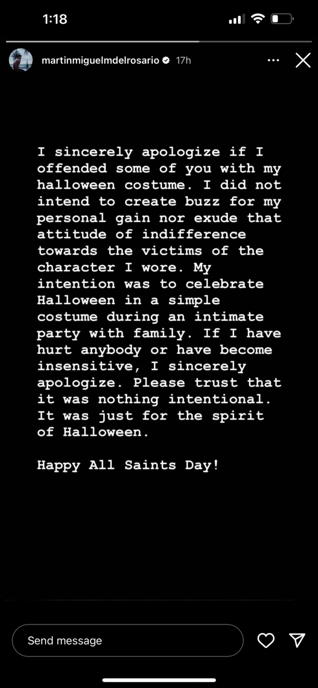Martin Del Rosario Issues Public Apology For Dahmer Halloween Costume Inquirer Entertainment 