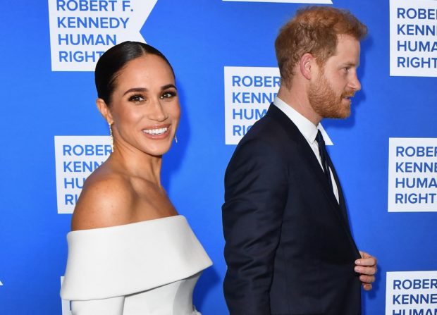 Prince Harry, Duke of Sussex, and Megan, Duchess of Sussex, arrive for the 2022 Ripple of Hope Award Gala at the New York Hilton Midtown Manhattan Hotel in New York City on December 6, 2022. (Photo by ANGELA WEISS / AFP)