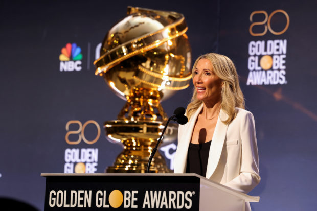 Hollywood Foreign Press Association (HFPA) President Helen Hoehne speaks during the 80th Annual Golden Globe Awards Nominations announcement in Beverly Hills, California, U.S. December 12, 2022. REUTERS/Mario Anzuoni