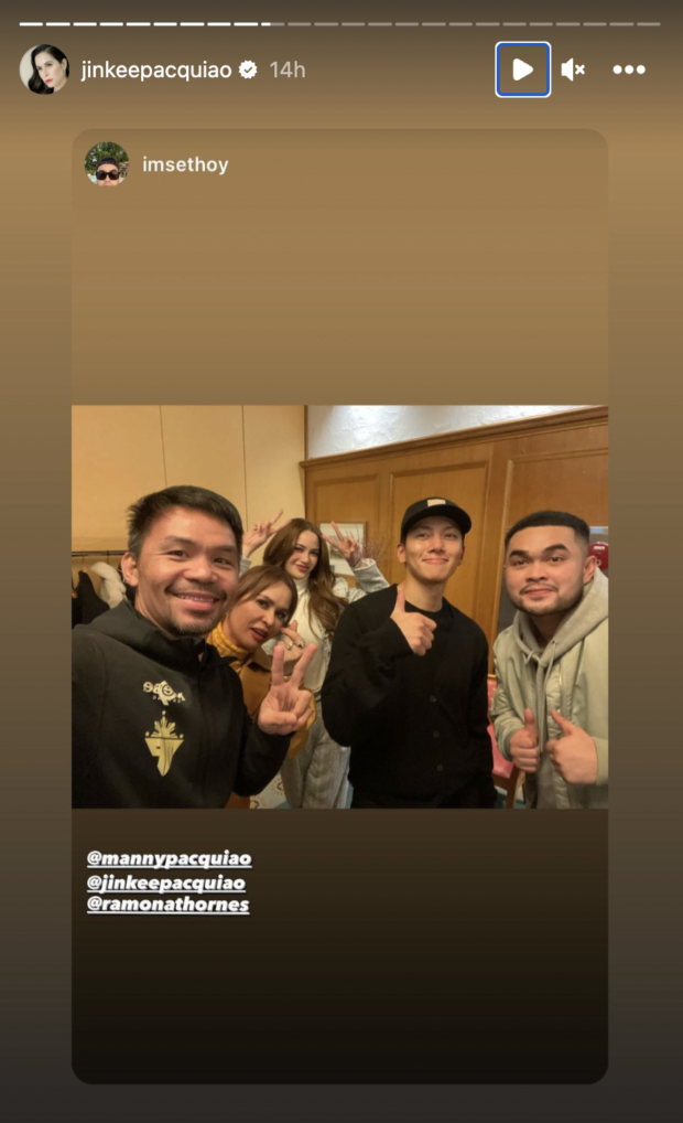 (From left) Manny Pacquiao, Jinkee Pacquiao, Arci Muñoz, Ji Chang-wook. Image: @jinkeepacquiao/Instagram via @imsethoy