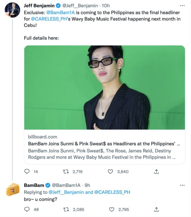 Screengrab from BamBam’s personal Twitter account