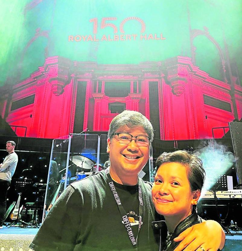 The author (right) with her brother, Gerard Salonga, at the Royal Albert Hall.