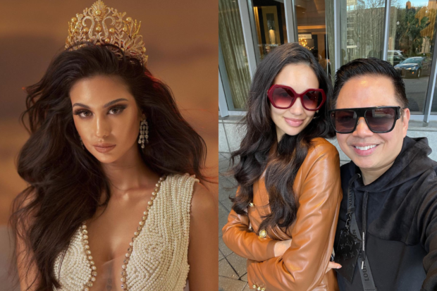 (From left) Miss Universe Philippines 2022 Celeste Cortesi, MUPh Director of Communications Voltaire Tayag. Images: Seven Barretto via Instagram/@themissuniverseph, Facebook/Voltaire Tayag Official