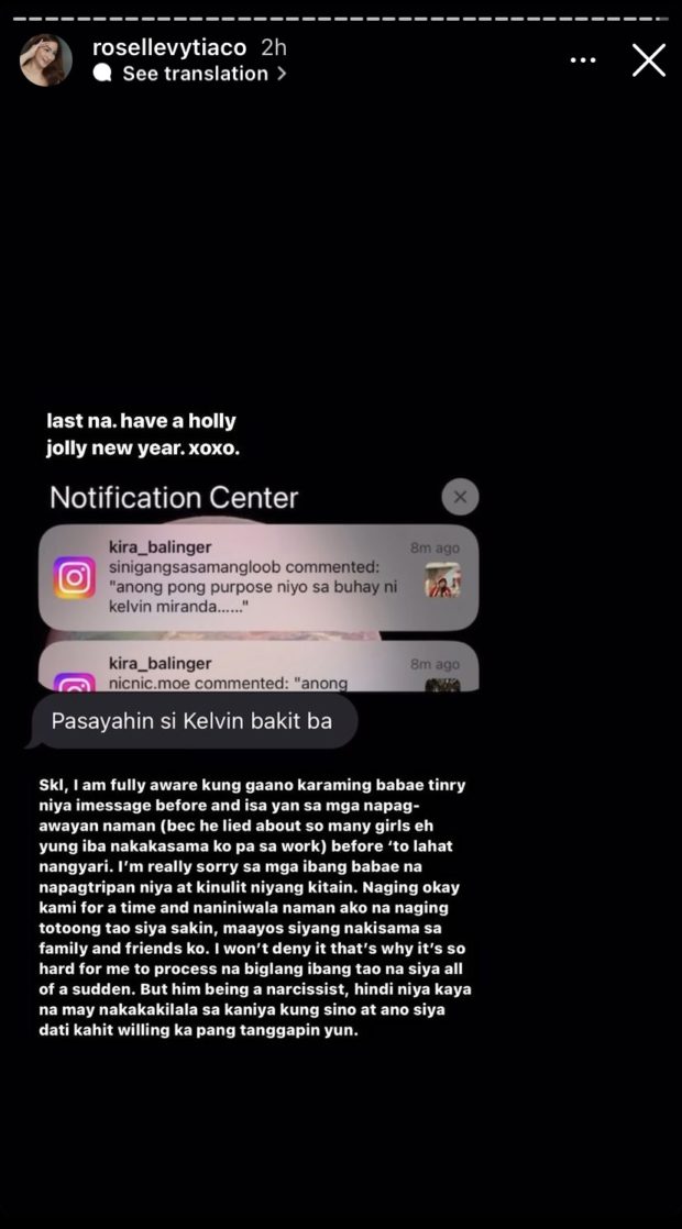Roselle Vytiaco revealed that she was able to screen-record the contents of Miranda's phone. Image: Screengrab from Instagram/@rosellevytiaco
