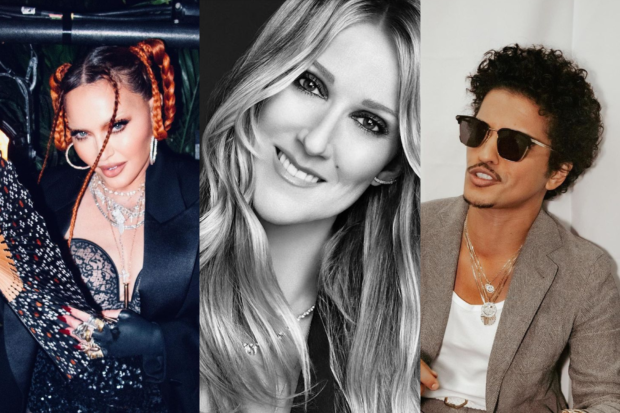 (From left) Madonna, Celine Dion, and Bruno Mars are among the notable singers who were apparently excluded from Rolling Stone's ‘200 Greatest Singers of All Time’ list. Images: Instagram/@madonna, Instagram/@celinedion, Instagram/@brunomars