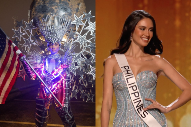(From left) Miss USA 2022 R'Bonney Gabriel, Miss Universe Philippines 2022 Celeste Cortesi. Images: Instagram/@rbonneynola, Screengrab from Facebook/Miss Universe