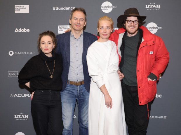 PARK CITY, UTAH - JANUARY 26: (L-R) Maria Pevchikh, Christo Grozev, Yulia Navalny and Daniel Roher attend the 2023 Sundance Film Festival "Navalny" Premiere at The Ray Theatre on January 26, 2023 in Park City, Utah.   Michael Loccisano/Getty Images/AFP (Photo by Michael loccisano / GETTY IMAGES NORTH AMERICA / Getty Images via AFP)