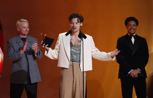 Harry Styles accepts the Album Of The Year award for "Harry's House" during the 65th Annual Grammy Awards in Los Angeles, California, U.S., February 5, 2023. REUTERS/Mario Anzuoni