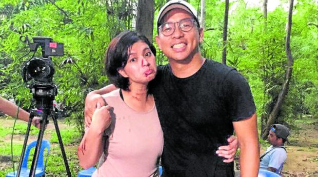 Ong (right) with Angel Locsin on the set of “Imortal”