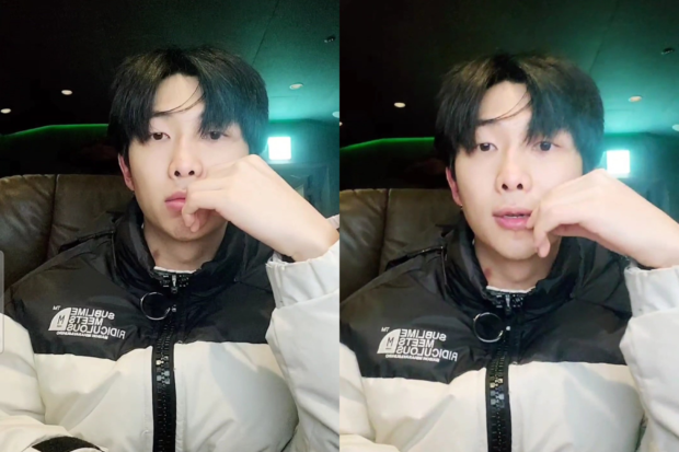BTS' RM on his recent livestream. Images: Screengrab from Weverse