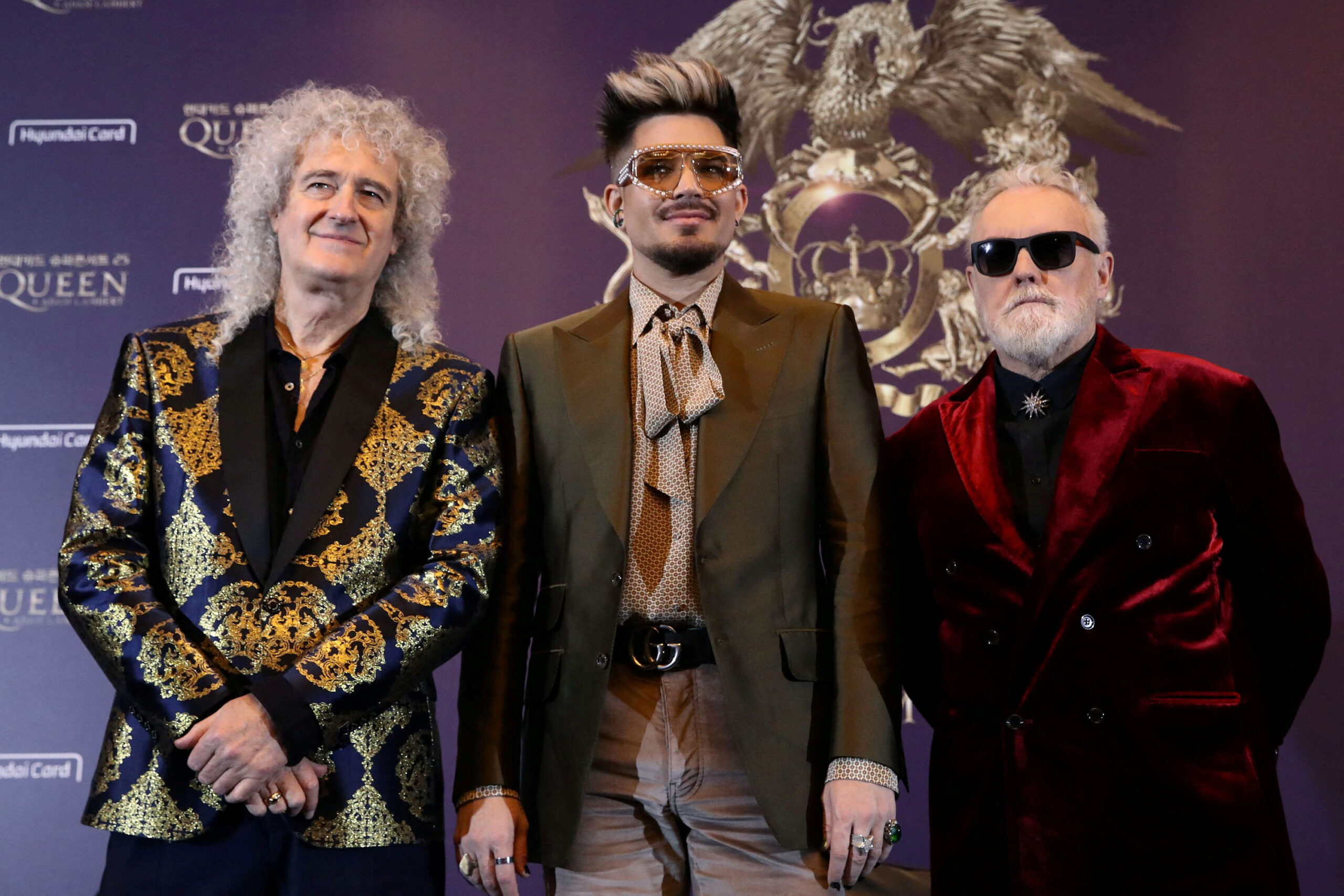 FILE PHOTO: Brian May, Adam Lambert and Roger Taylor of Queen attend a news conference ahead of the Rhapsody Tour at the Conrad Hotel in Seoul, South Korea, January 16, 2020. Chung Sung-Jun/Pool via REUTERS