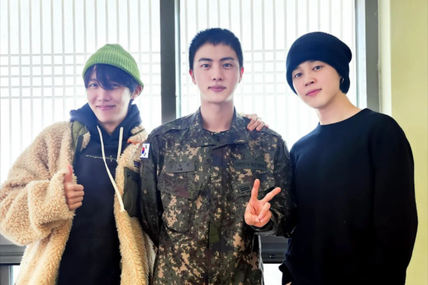 BTS members (from left) J-Hope, Jin, Jimin. Image: Instagram/@jin