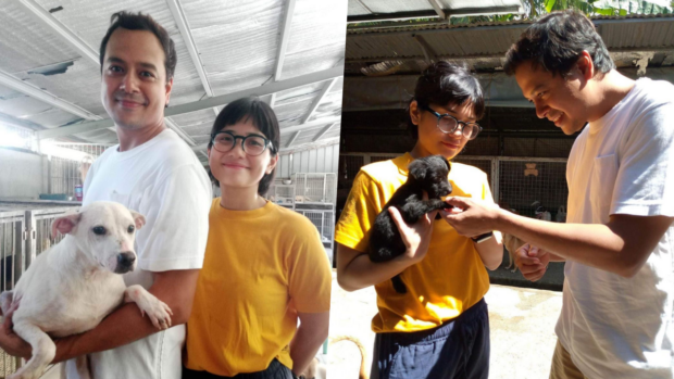 John Lloyd Cruz, his rumored girlfriend Isabel Santos, and one of the rescued dogs at an animal rescue shelter in Tanauan, Batangas. Image: Instagram/@straysworthsaving