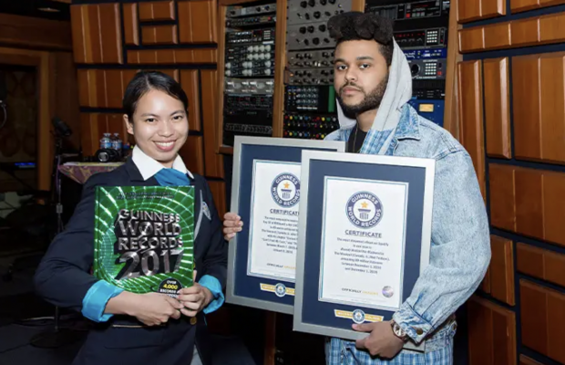 he Weeknd receives two Guinness World Records certificates in 2016