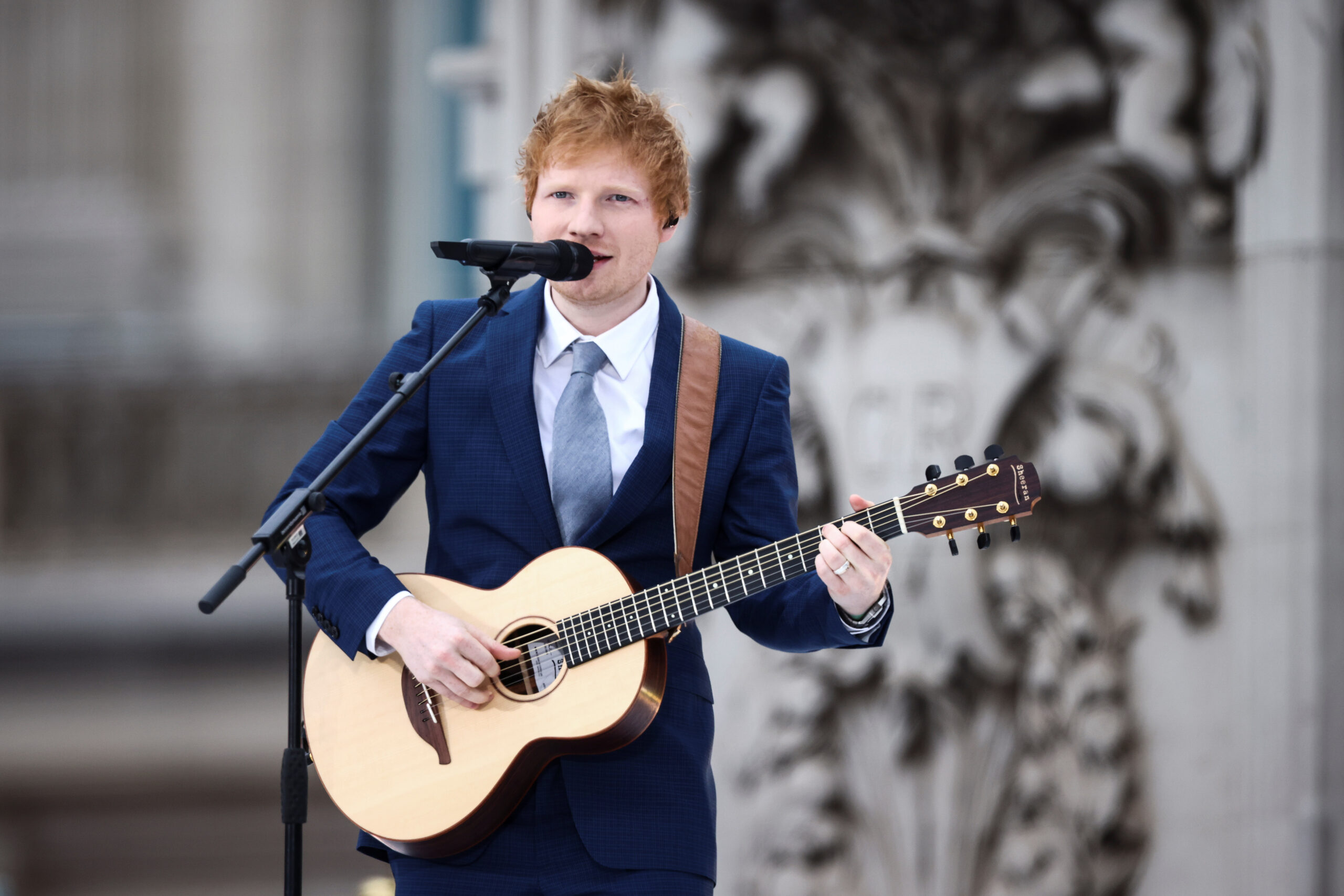 Singer Ed Sheeran performs the Platinum Jubilee Pageant, marking the end of the celebrations for the Platinum Jubilee of Britain's Queen Elizabeth, in London, Britain, June 5, 2022. 