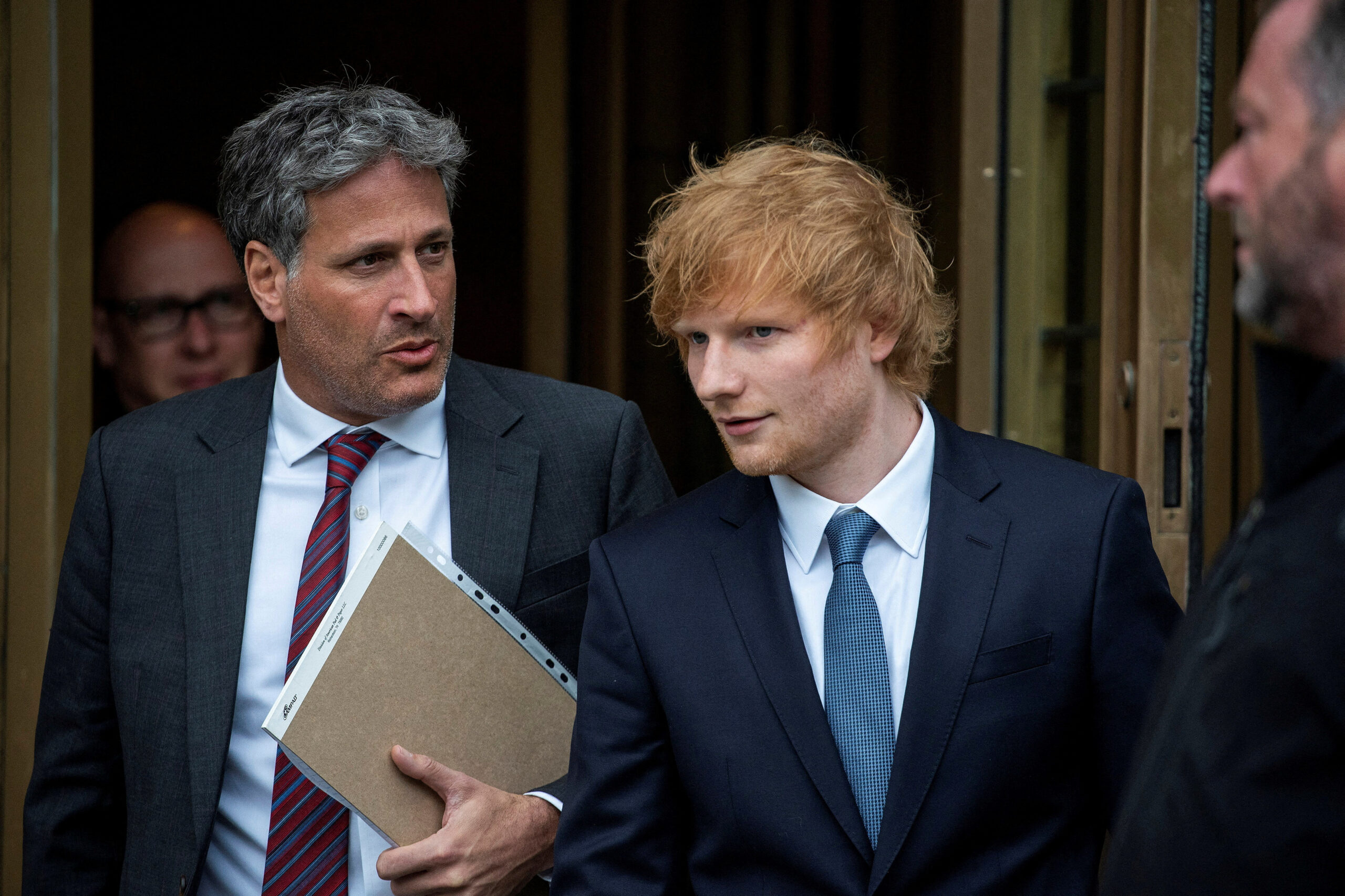 Singer Ed Sheeran exits the Manhattan federal court for his copyright trial in New York City, U.S., April 25, 2023.  REUTERS/Eduardo Munoz