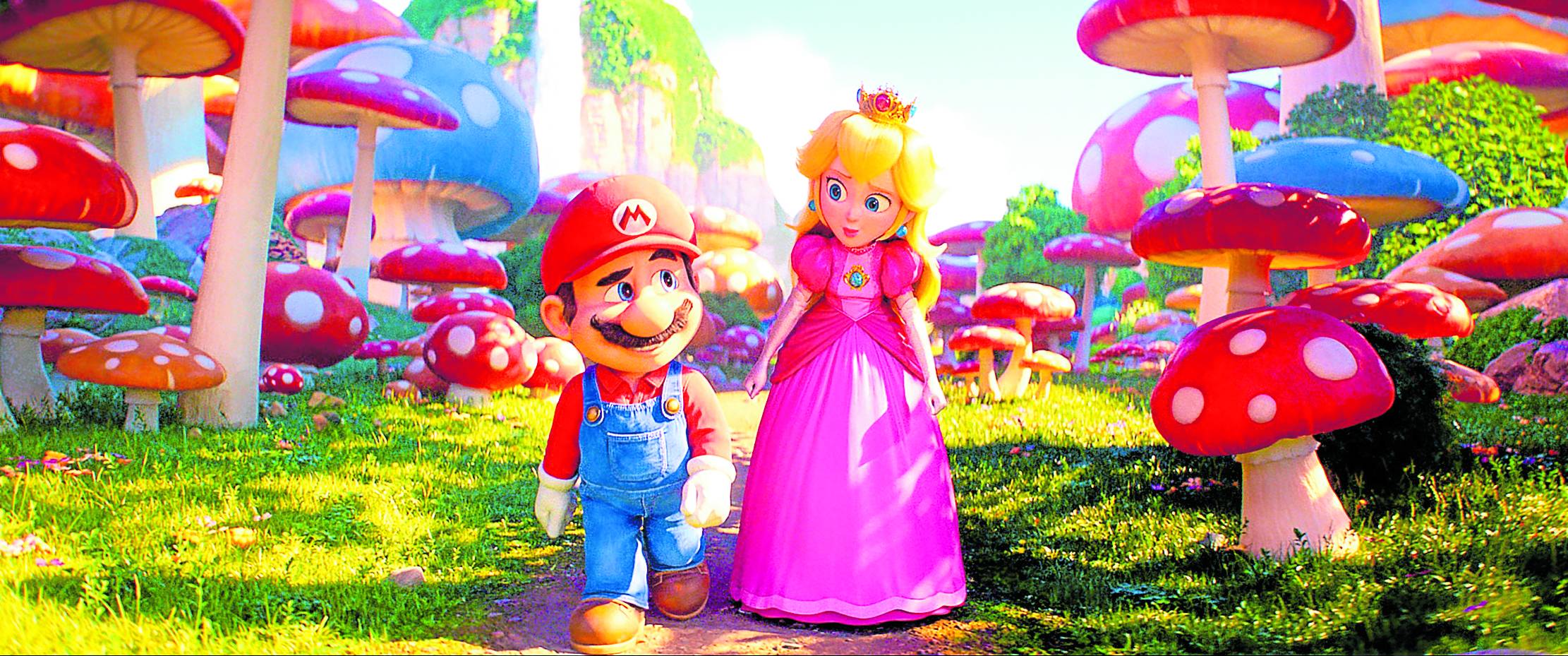 Mario (voiced by Chris Pratt) and Princess Peach (Anya Taylor-Joy) in “The Super Mario Bros. Movie”