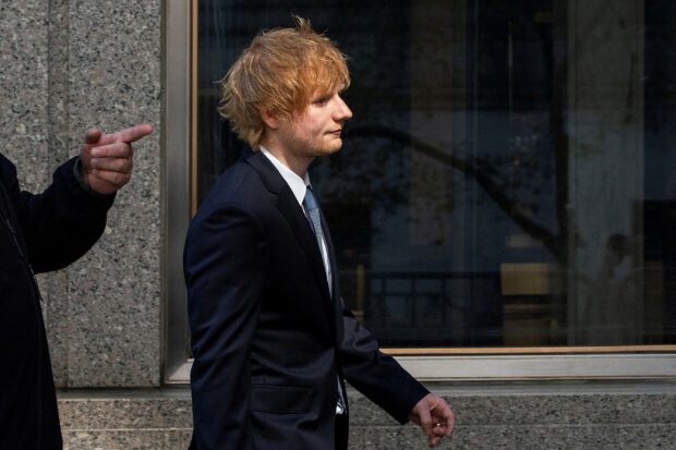 Singer Ed Sheeran arrives at Manhattan Federal Court for his copyright trial in New York
