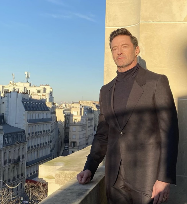 Hugh Jackman soaks up the late afternoon sun in Paris where he was on location shooting for "The Son." Image from Instagram / @thehughjackman