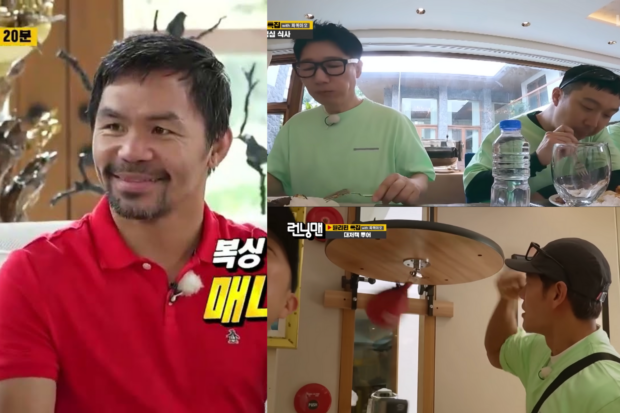 Manny Pacquiao's home was featured in an episode of SBS' Running Man. Images: Screengrab from YouTube/Kocowa TV