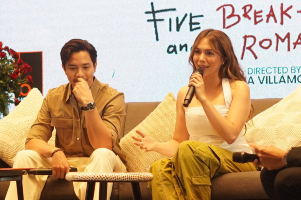 Alden Richards and Julia Montes during a media announcement for their new film. Image: Facebook/Cornerstone Entertainment Inc.