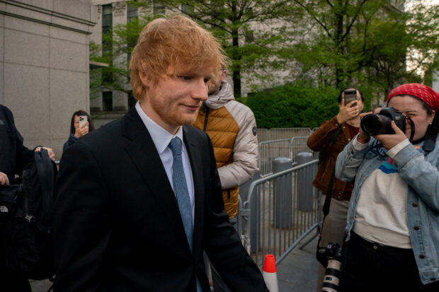 FILE PHOTO: Singer Ed Sheeran departs the Manhattan federal court following his copyright trial in New York City, U.S., May 2, 2023. REUTERS/David 'Dee' Delgado
