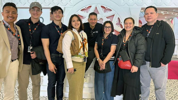 Congressman Arjo Atayde (2nd, left) with sister Ria, mother Sylvia Sanchez-Atayde, Enchong Dee, and Lorna Tolentino during Marché du Film Festival in Cannes, France. Photo from Rep. Atayde's Office