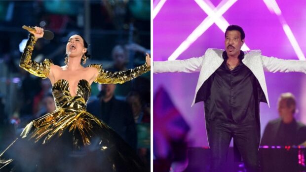 Katy Perry and Lionel Richie during the concert held for the coronation of King Charles III. Images from Reuters