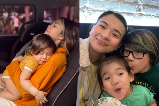 Photos of celebrity single moms Janella Salvador and LJ Reyes with their children.