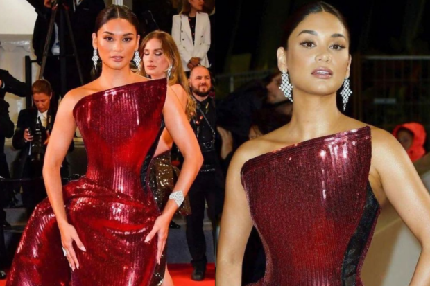 LOOK: Pia Wurtzbach stuns in sparkly red gown in Cannes debut