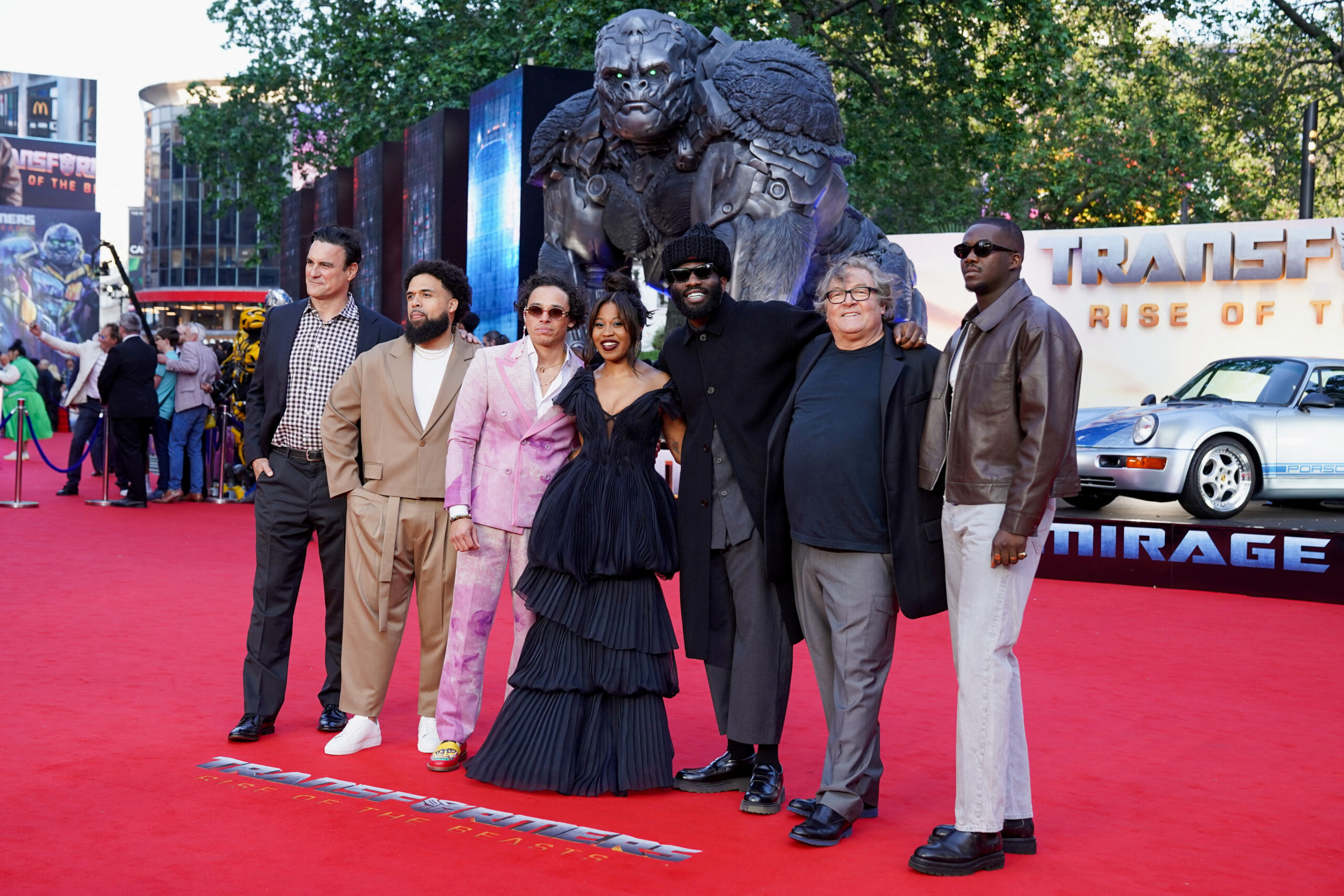 Producer Mark Vahradian, Director Steven Caple Jr., Producer Lorenzo Di Bonaventura, cast members Dominique Fishback, Anthony Ramos and Tobe Nwigwe attend the European premiere of Transformers: Rise of the Beasts in Leicester Square, London, Britain, June 7, 2023, REUTERS/Maja Smiejkowska