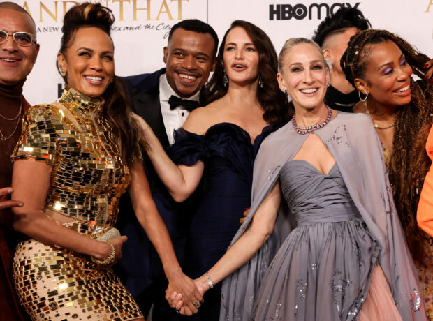 FILE PHOTO: Nicole Ari Parker, Kristin Davis, Sarah Jessica Parker and Karen Pittman pose with cast members at the red carpet premiere of the 'Sex and The City' sequel, 'And Just Like That' in New York City, U.S. Picture taken December 8, 2021. REUTERS/Caitlin Ochs/File Photo