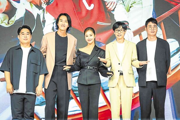 From left: Kim Dong-jin, Lee Kwang-soo, Kwon Yu-ri, Yu Jae-seok and Cho Hyo-jin at the press con last week —PHOTOS COURTESY OF DISNEY+