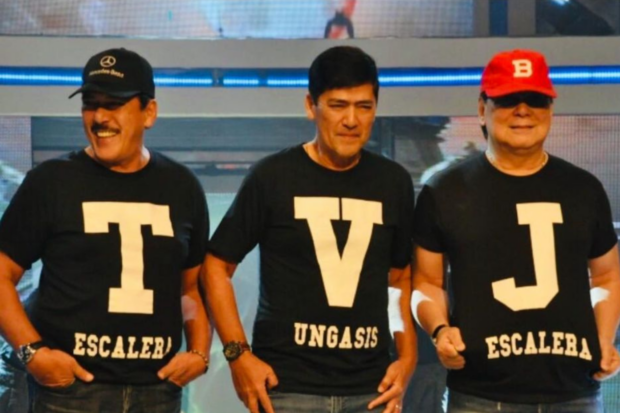 (From left) Tito Sotto, Vic Sotto, Joey de Leon, hosts of Eat Bulaga.