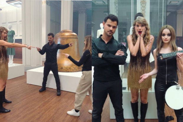 Taylor Swift with Taylor Lautner, his wife Taylor Dome and Joey King.
