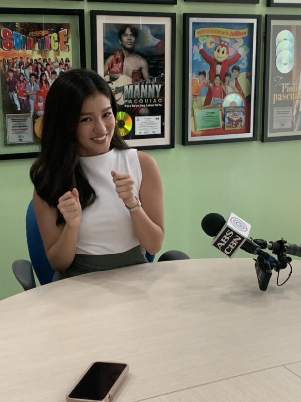 Belle Mariano while being interviewed by select reporters. Image: HANNAH MALLORCA/INQUIRER.net