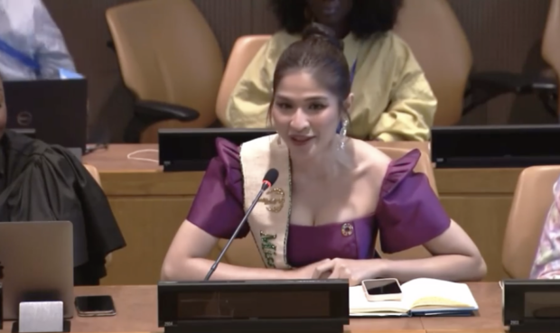 PH’s Miss Earth candidate Yllana Aduana speaks at UN climate meet