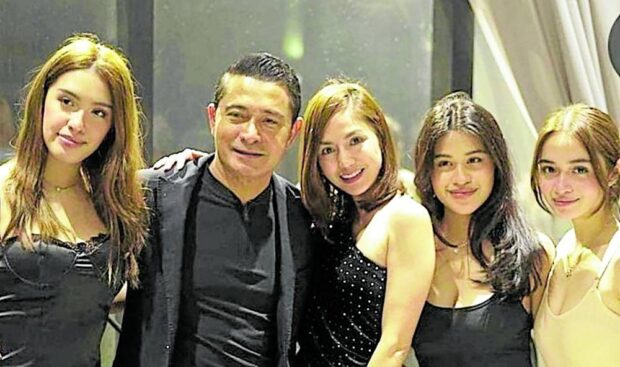 Cesar Montano (second from left) with Kat Angeles (left) and his three daughters