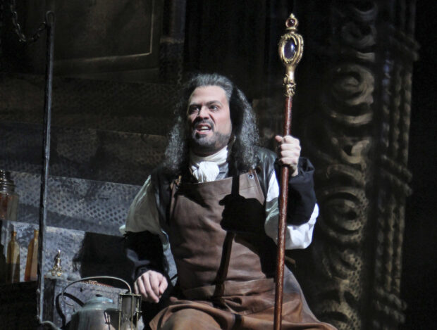 FILE - Opera singer David Daniels performs as Prospero during the final dress rehearsal of "The Enchanted Island," at the Metropolitan Opera in New York on Dec. 28, 2011. A renowned opera singer and his husband have pleaded guilty to sexually assaulting another singer in Houston. Countertenor Daniels, 57, of Ann Arbor, Michigan, and Scott Walters, 40, entered the pleas Friday, Aug. 4, 2023, after a jury was assembled for the trial of the pair on first-degree felony charges of aggravated sexual assault. (AP Photo/Mary Altaffer, File)