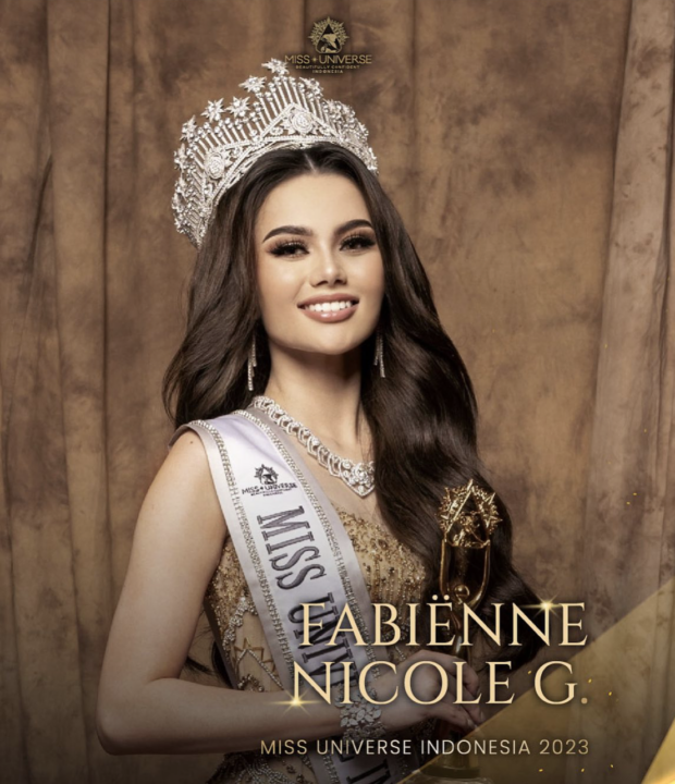 Miss Universe Indonesia Fabienne Nicole Groeneveld. Image from Facebook / Miss Universe Indonesia 